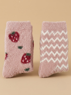 Cdeck Women’s Soft Wool Socks Combo | Pink Strawberry & Chevron Socks