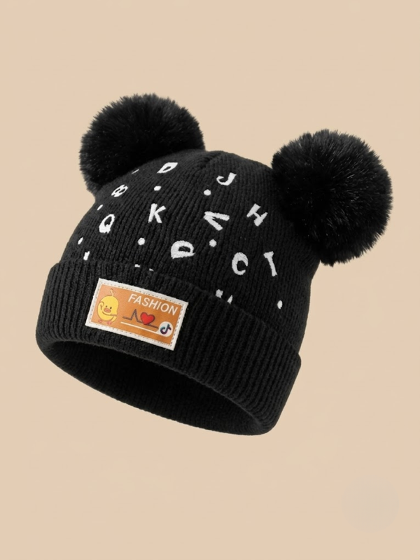 Cdeck Kids Woolen Winter Cap with Double Pom Pom Design | Soft, Warm & Comfortable | 1–3 Years