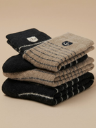 Cdeck Men’s Soft Wool Socks Combo | Warm Black & Beige Winter Socks