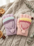 Cdeck Kids Woolen Winter Gloves | Warm Knitted Fingerless Gloves for Boys & Girls | Soft Winter Hand Warmers | Pink & Lavender | 1–3 Years