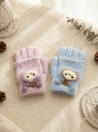 Cdeck Kids Woolen Winter Gloves | Warm Knitted Fingerless Gloves for Boys & Girls | Soft Winter Hand Warmers | Lavender & Sky Blue | 1–3 Years